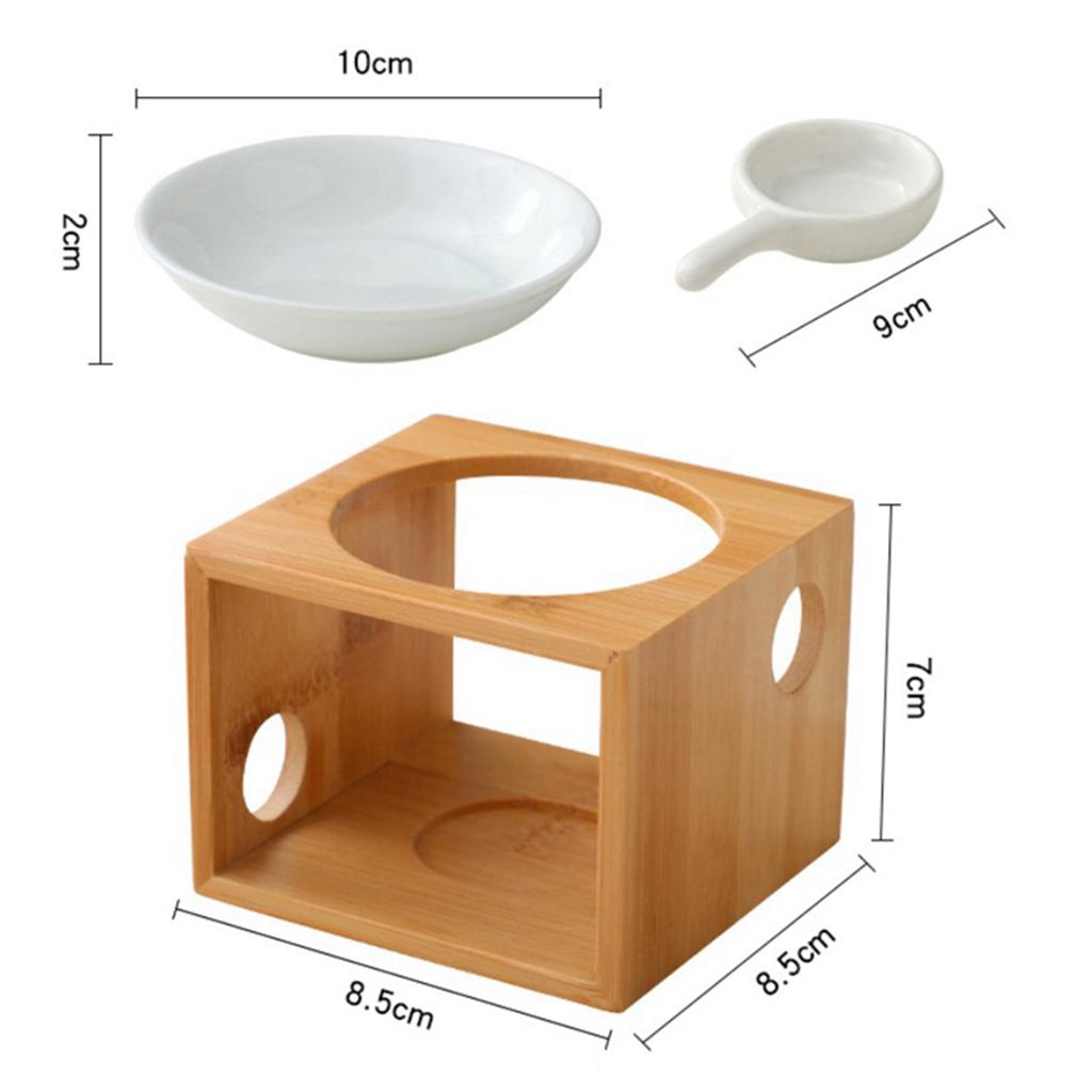 Ceramic Candle Holder Essential Oil Burner Diffuser Wood Base Aromatherapy Incense Lamps Porcelain Home Living Room Decors