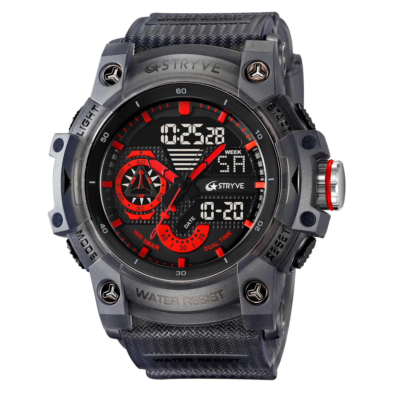 STRYVE Watch 8029 Popular Sports Men's Watch Good Analog-Digital Dual Movement Calendar Luminous Waterproof Watches: green