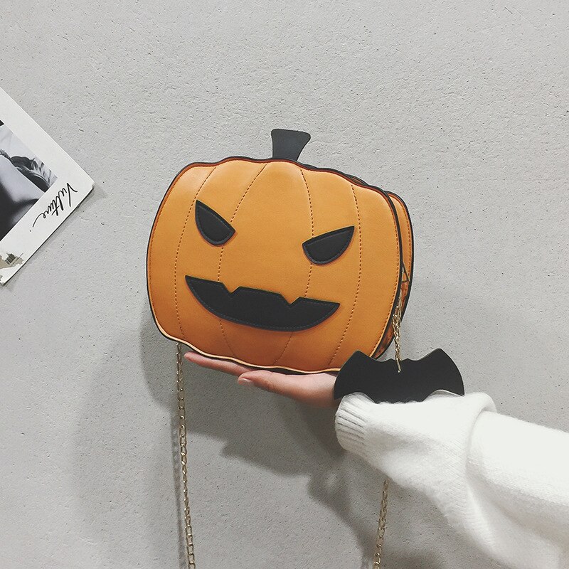 Halloween abóbora crossbody saco bolsa feminina tote truque ou deleite pequeno diabo ombro saco do mensageiro meninas saco de doces: Marrom