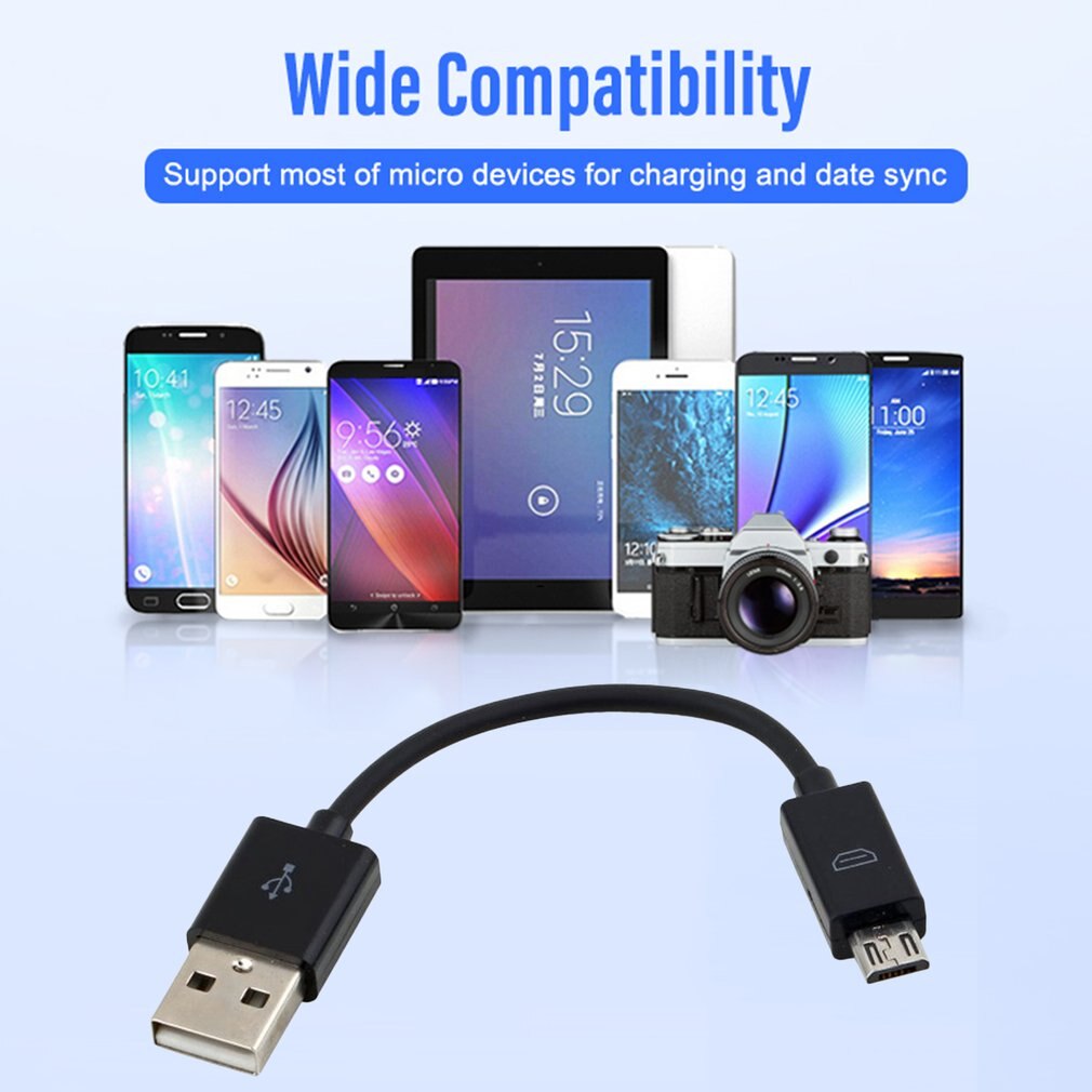 10Cm Usb 2.0 A Naar Micro B Data Sync Charge Cable Cord Voor Cellphone Pc Laptop Male Naar mannelijke Kabel Universele