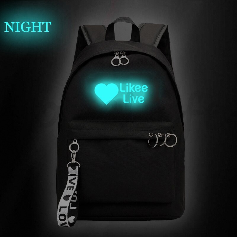 Likee live Luminous backpack Mochila Boys Girls Bookbags Children School Bags Teens back to school Black Pink Travel bags