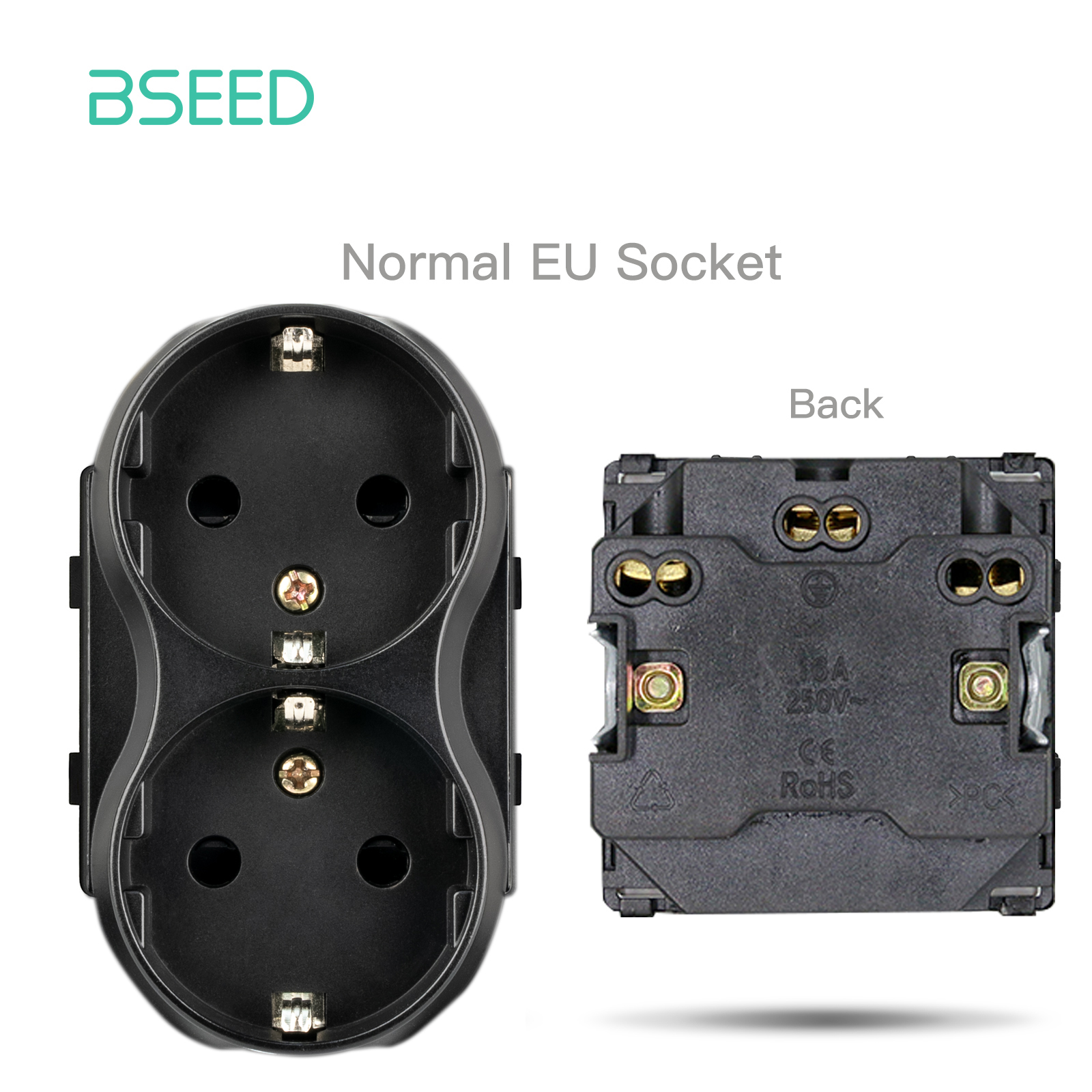 BSEED EU standard 86mm Double Sockets Module DIY Parts Plastic Materials EU Wall Socket Insert Function Key for Frame Part: Orange