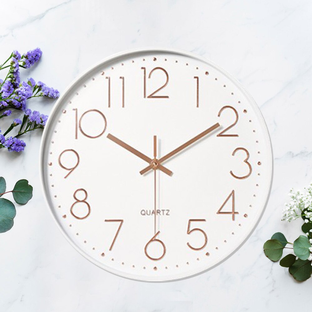 Living Room Digital Clock Decorative Home Clock Modern Wall Clock Hanging Timer (Grey Frame White Backgro