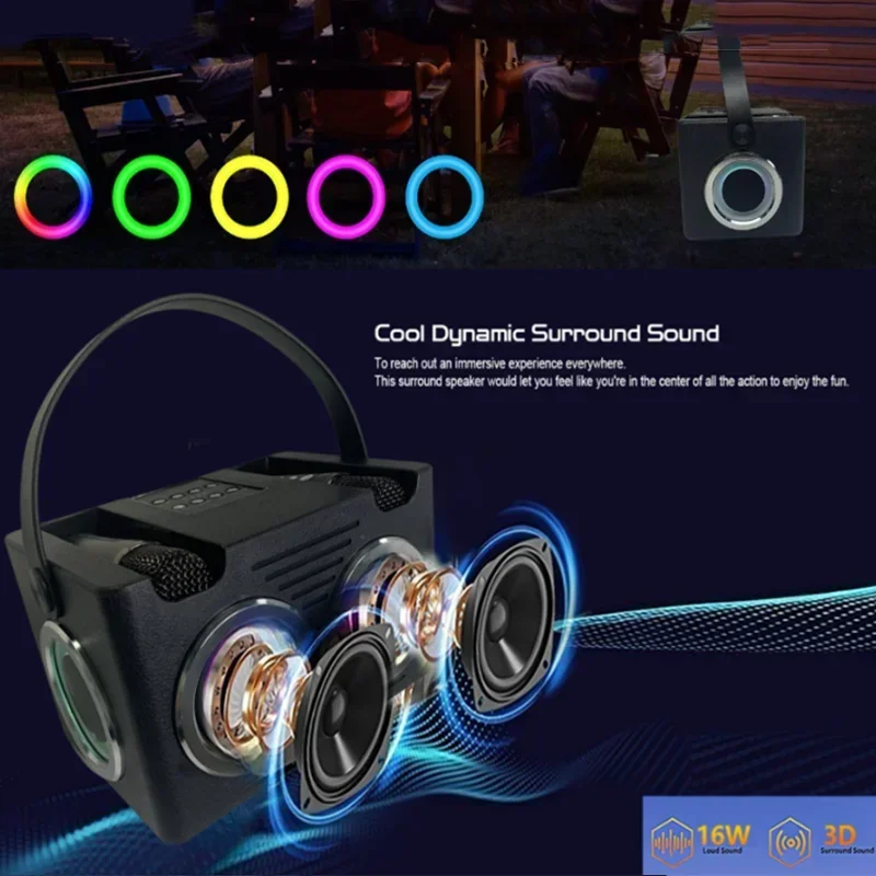 Bärbar bluetooth-högtalare med bas, hi-fi-ljud, trådlös mikrofon för karaoke-hemmafest