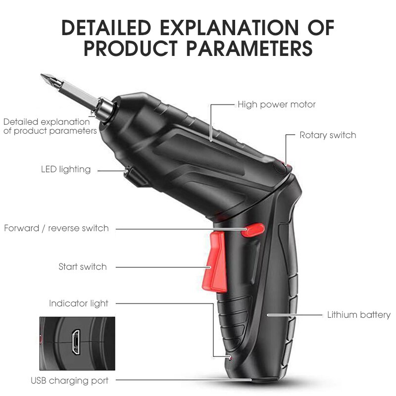 4,2 v Power Tools Set Haushalt Wartung Reparatur Lithium-Batterie Mini Haushalt Elektrische Bohrmaschine Akkuschrauber