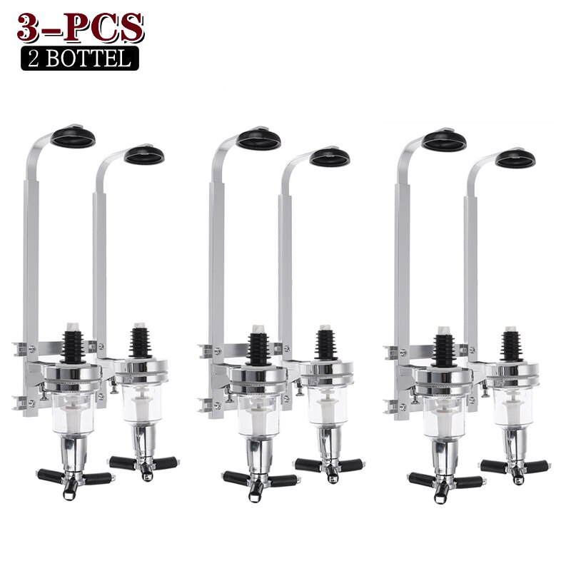 1-8Pcs 1/2/3/4 Bottle Bar Beverage Liquor Dispenser Holder Alcohol Drink Shot Wall Mounted 1-4 Station Beer Wine Pourers Divider: 2 Bottle  3Pcs
