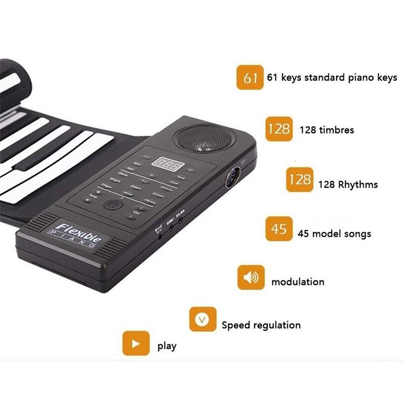 Hand Roll Piano 61 Key Smart Bluetooth Transpose Portable Edition Piano Keyboard