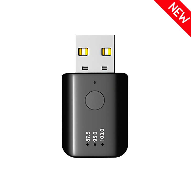 VAORLO Mini USB FM Transmitter Drahtlose Auto Kit Empfänger Stereo Muic Bluetooth 5,0 Adapter Für Auto Mit Mikrofon 3,5 AUX jack: green