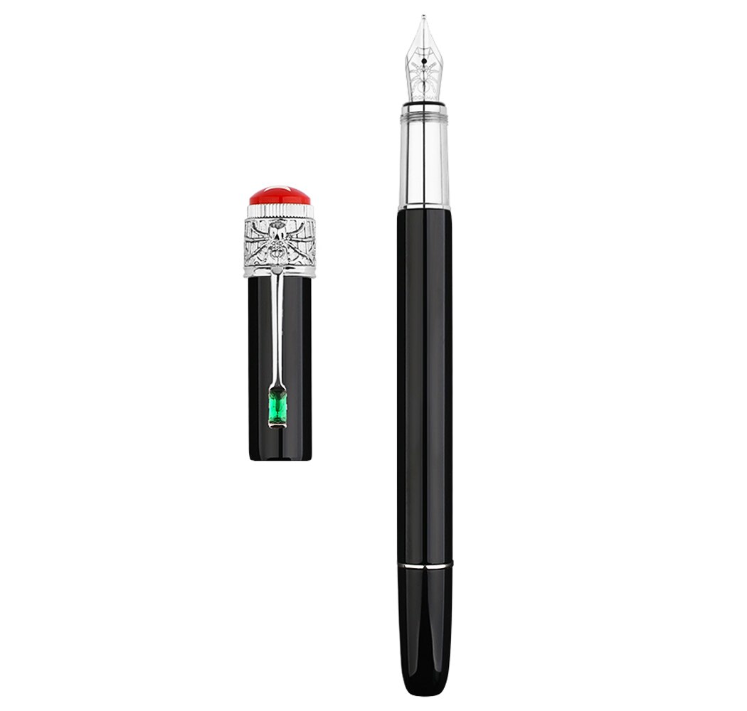 Updated Moonman Master F9 Metal Fountain Pen Snake / Spider Piston Ink Pen F Nib 0.5mm Original Box: Black-Spider