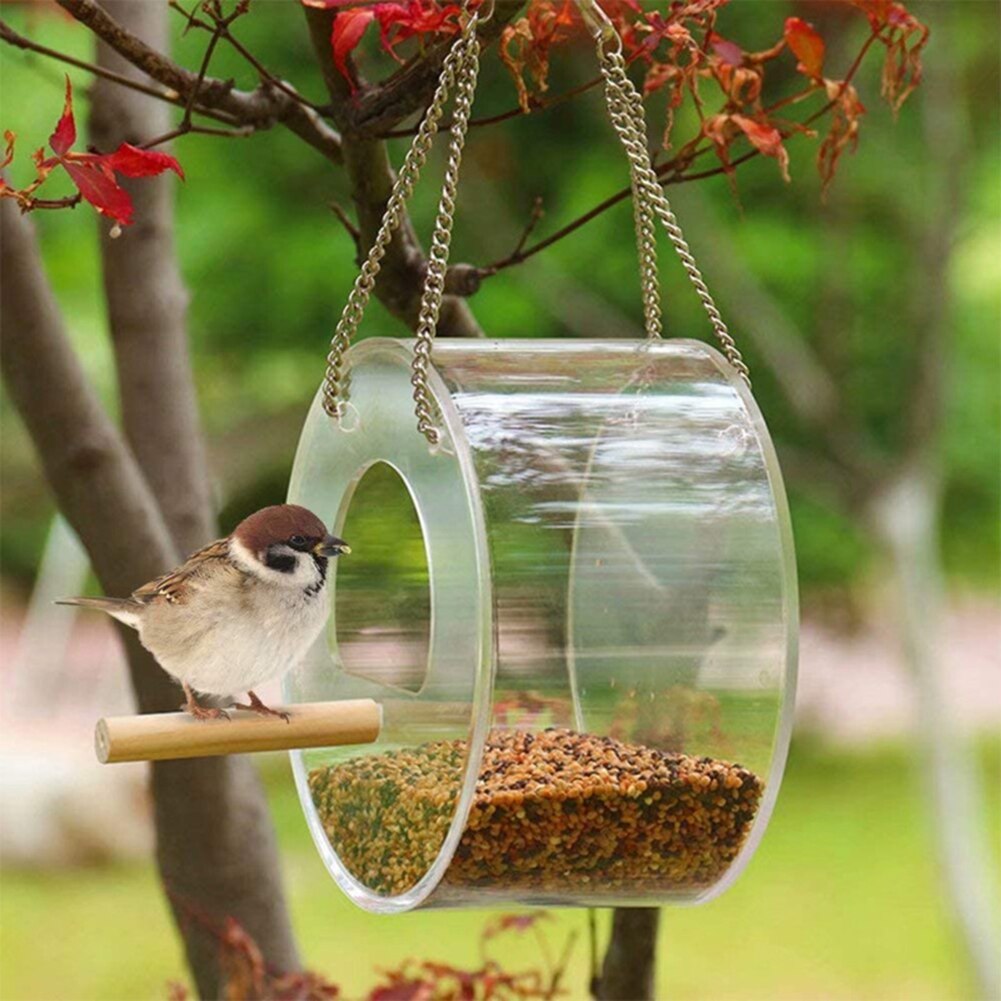 Transparent Window Bird Feeder Clear Birdhouse Suction Cup and Hanging Bird Feeders For Outside Garden Yard Pet Birds