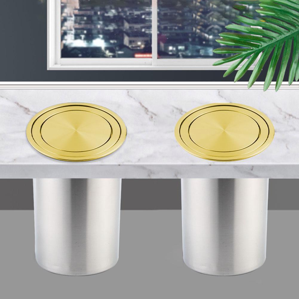 Steel Flap Flush Recessed Built-in Balance Swing Flap Kitchen Garbage Top Bin Trash Counter Can Ashcan Cover Lid G0p3