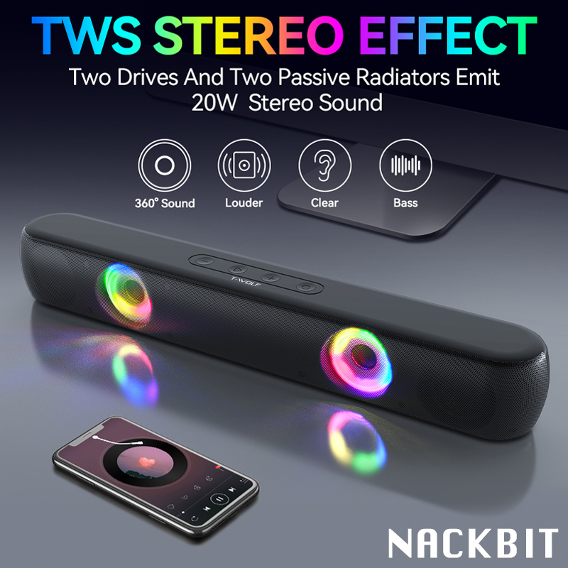 RGB Bluetooth 5.0 głośnik 3D Surround Soundbar przewodowe głośniki komputerowe Subwoofer Stereo Sound bar do laptopa PC teatr TV Aux