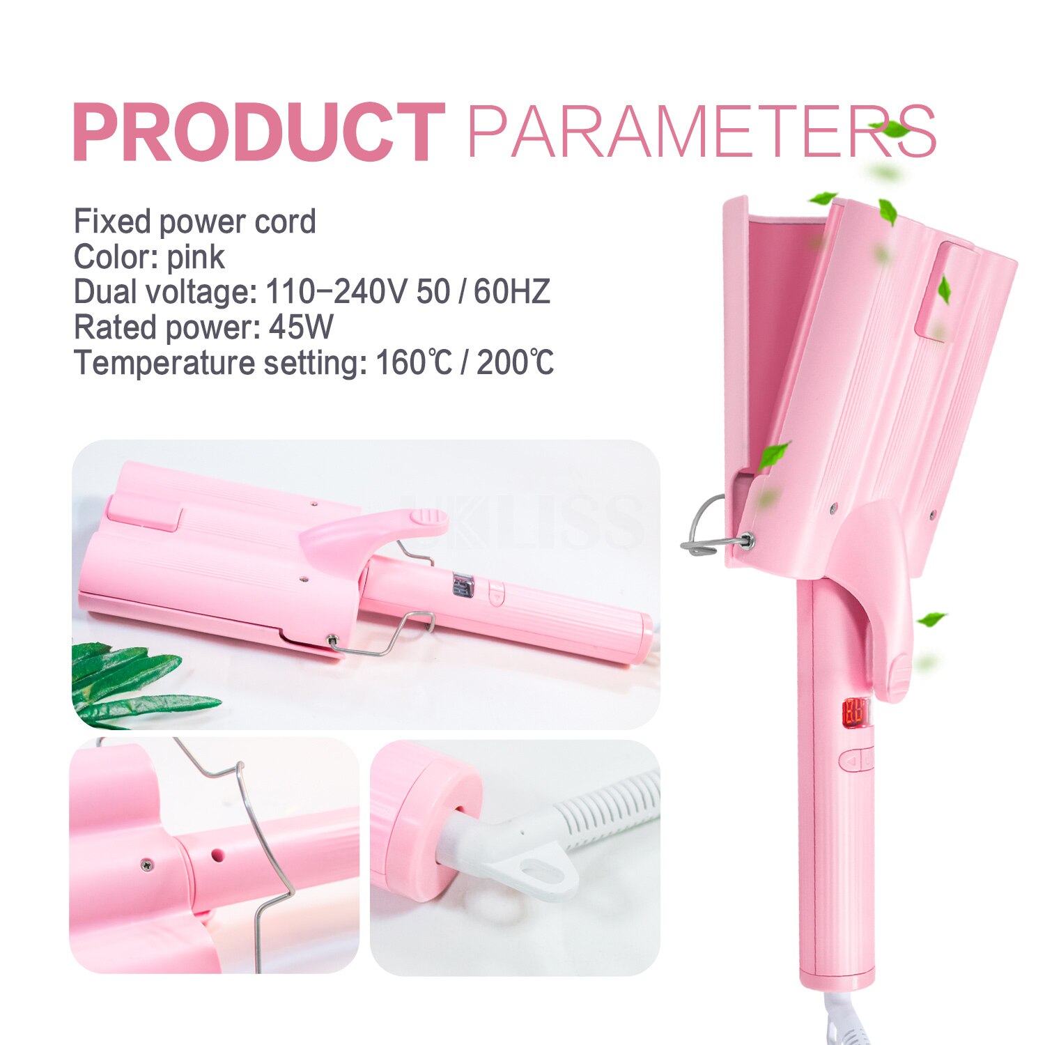 Hair Crimper Iron 3 Barrel Hair Curler 3mm Electric Curling Iron Wand Fast Heating Beach Waves Curling Iron for All Hair Styler