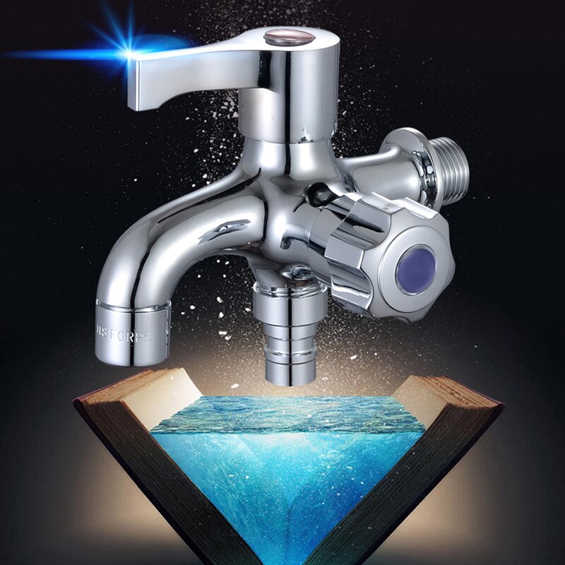 Brass Washing Machine Tap 1 in 2 out Water Faucet Wall Mount Bibcock Garden Laundry Mop Pool Tap Dual Handle Washing Machine Tap