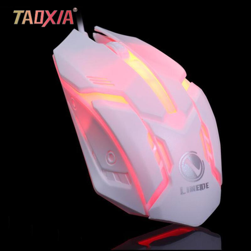 Office Household White Seven Colors Luminescent USB Cable Competitive Suspension Keyboard and Mouse Game Backlight Kit: S1 mouse white