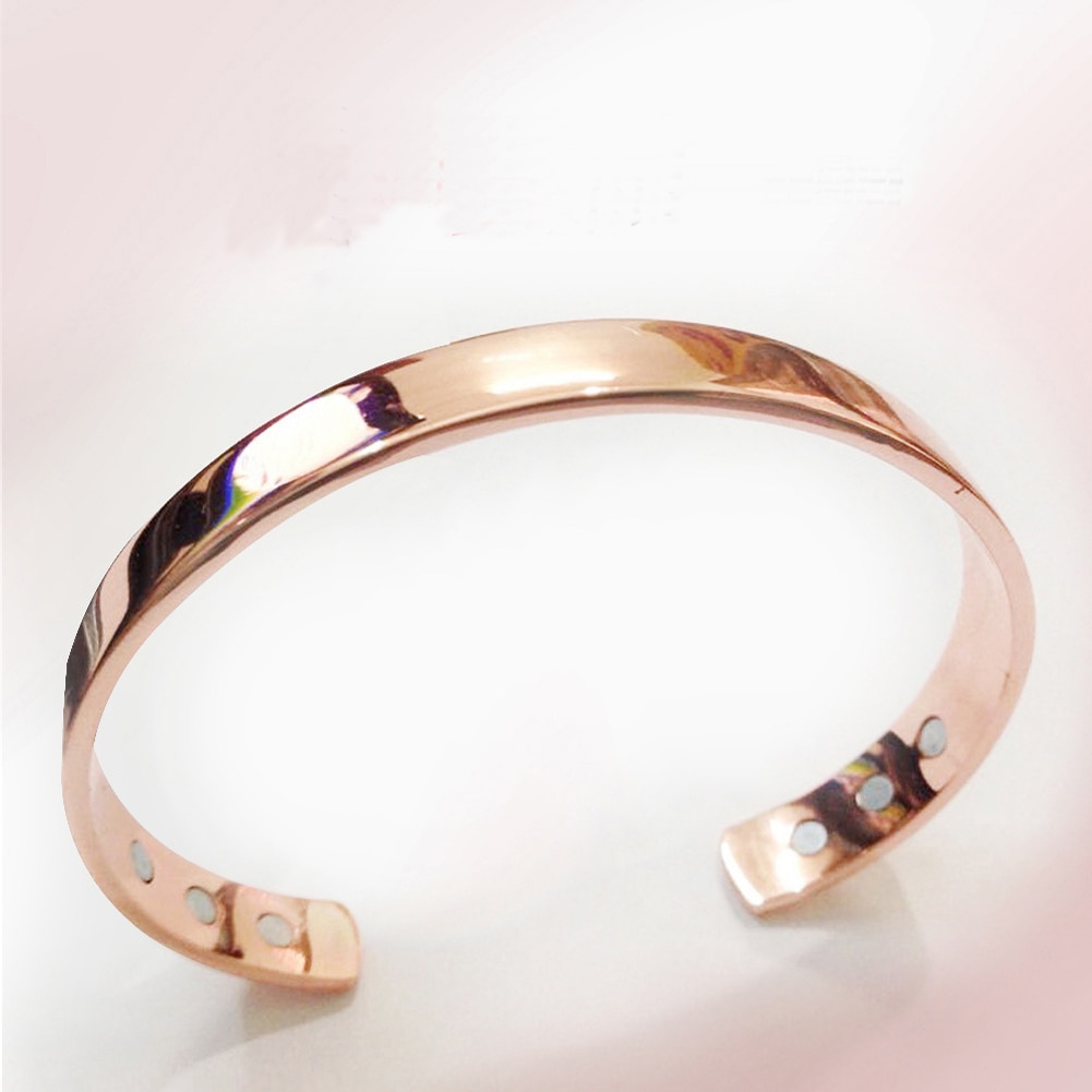 Brass Plating Energy Health Open Bangle Plated Gold Simple Magnetic Health Bracelet Bio Healthy Healing Copper Bracelet