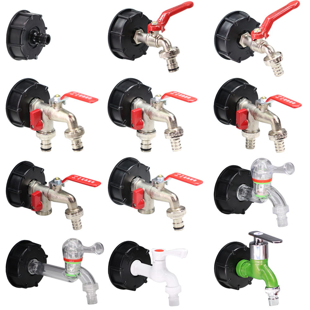 IBC Tote Adapter S60 Coarse Thread x 16mm 1/2'' 3/4'' Water Tank Shut Off Ball Valve Garden Hose Tap Ton Barrel Faucet Connecter
