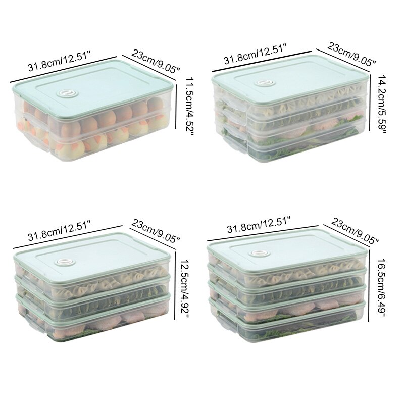 dumpling oppbevaringsboks plast kjøleskap frisk-holde 2-4 etterslep bærbar stabelbar dumpling container holder organizer