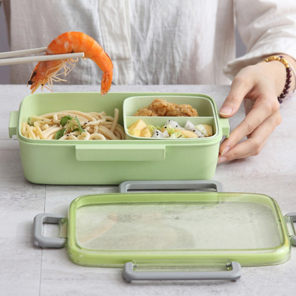Portable Microwave Lunch Box Leak-Proof Independent Lattice Bento Lunch Box for Kids Bento Box Portable Food Container