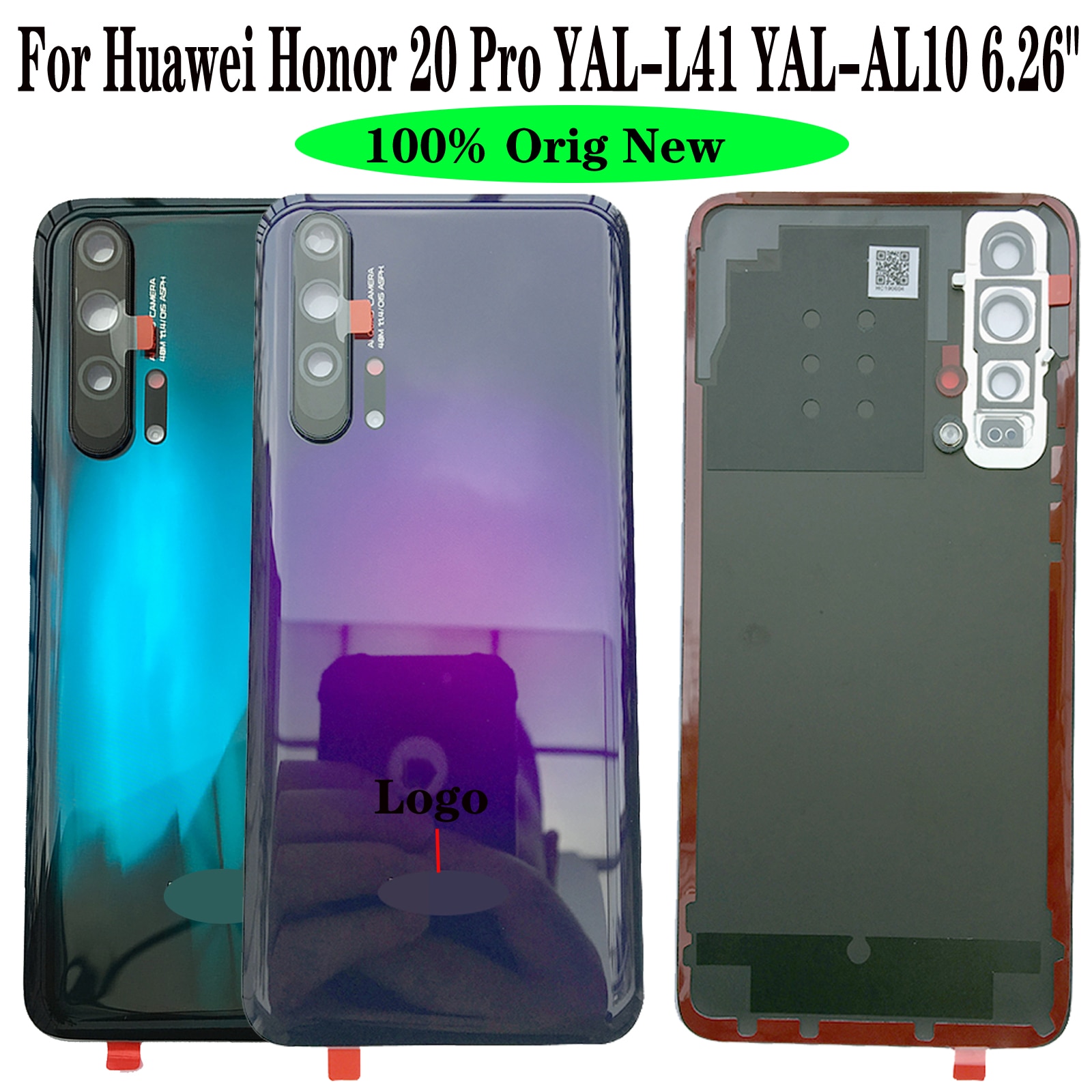 Shyueda 100% Original 6.26" For Huawei Honor 20 Pro YAL-L41 YAL-AL10 Glass Rear Back Door Housing Battery Cover