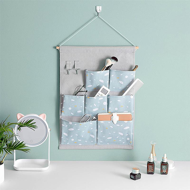 Pocket Hanging Storage Bags Cotton Linen Closet Organizer Wall Hanging Organizers Space Saving Wall Hanging Organizer
