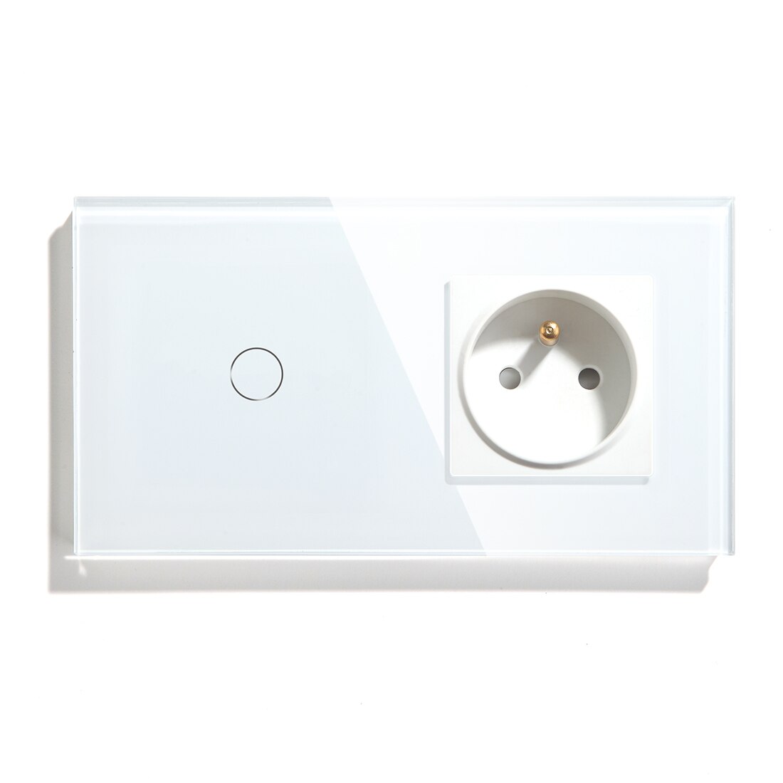 BSEED Touch Light Switch 1 Gang 2 Gang 3 Gang With FR Wall Socket White Black Gold Wall Sensor Switch Crystal Glass Panel Home: White 1 gang / 1 Way