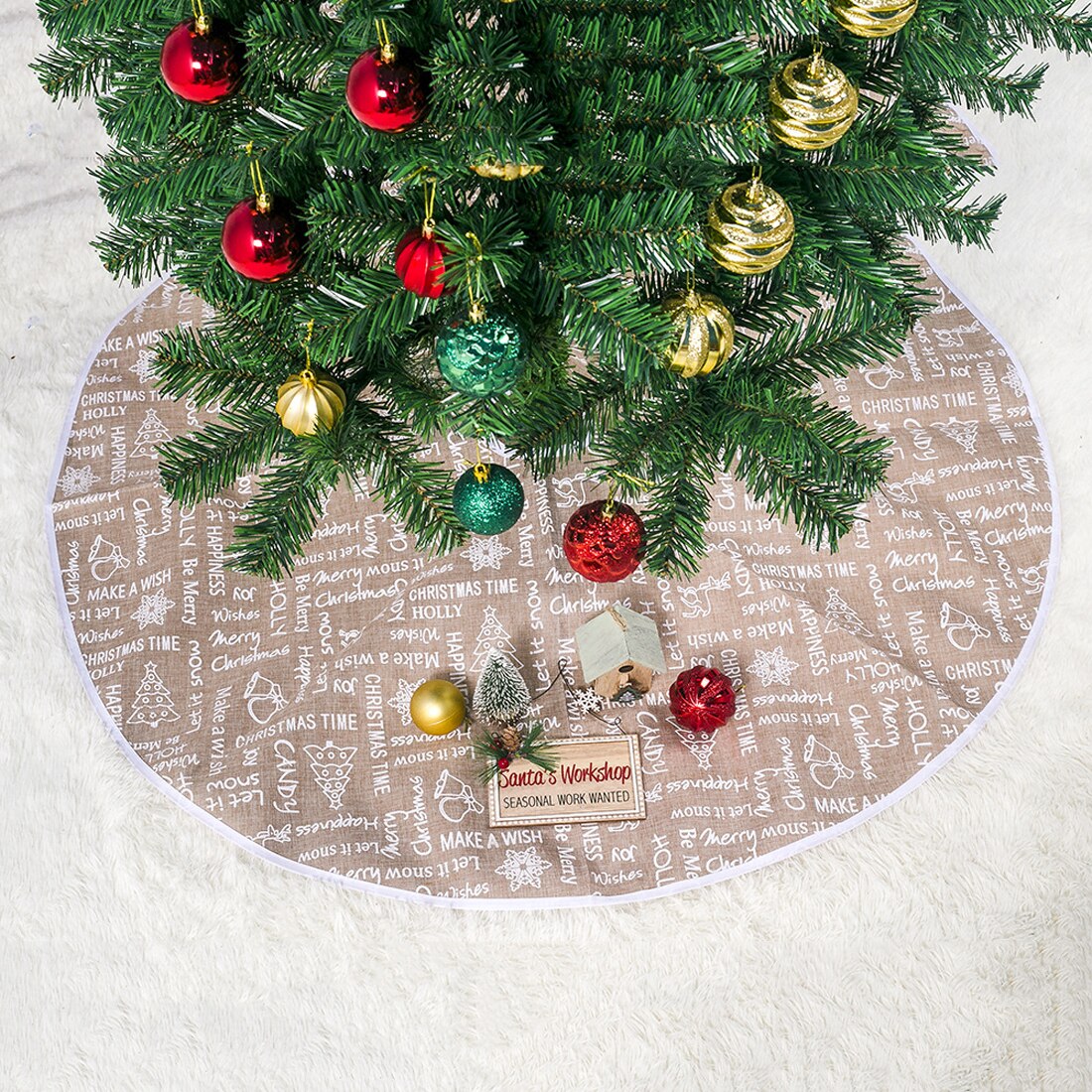 Shining Overlook Kerstboom Rok 91cm, Klittenband Kerstboom Rokken voor