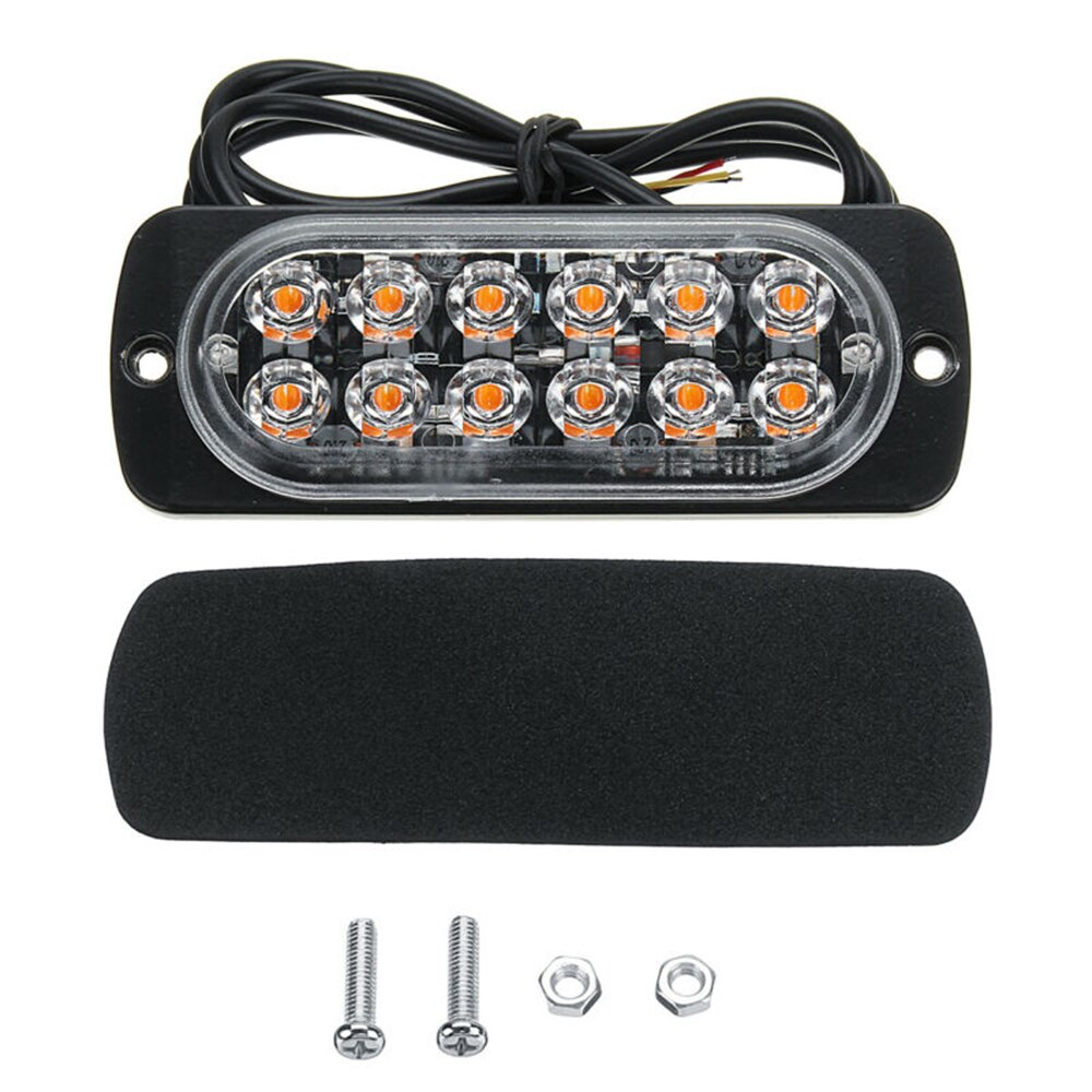 12 LED brillante coche con luces ámbar Auto Beacon peligro lámpara advertencia 36W camión