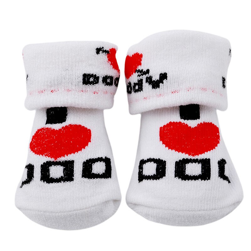 Baby Socken Gummi Slip-beständig Boden Socken Love Dad Liebe Mama Cartoon Kinder Socken Für Mädchen Jungen: dad