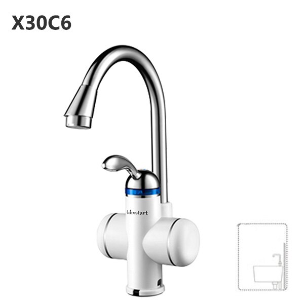 Electric Kitchen Water Heater Tap Instant Water Faucet Tankless Instantaneous Cold Water Heating Heater Under or Side Flow: X30C6 / UK Plug