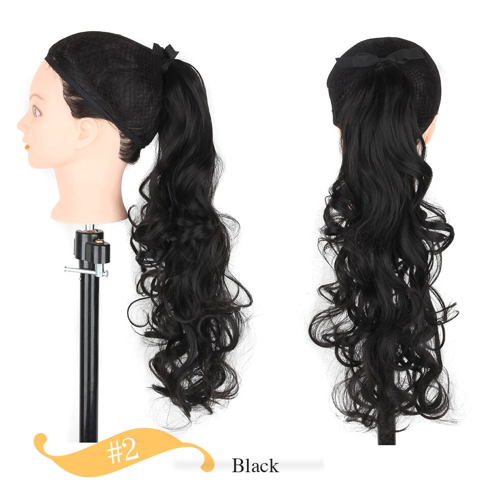 Xnaira-Cola de Caballo rizado largo, coleta sintética marrón claro, extensiones de cabello para cola de caballo, cinta de pelo de cola resistente al calor: 2
