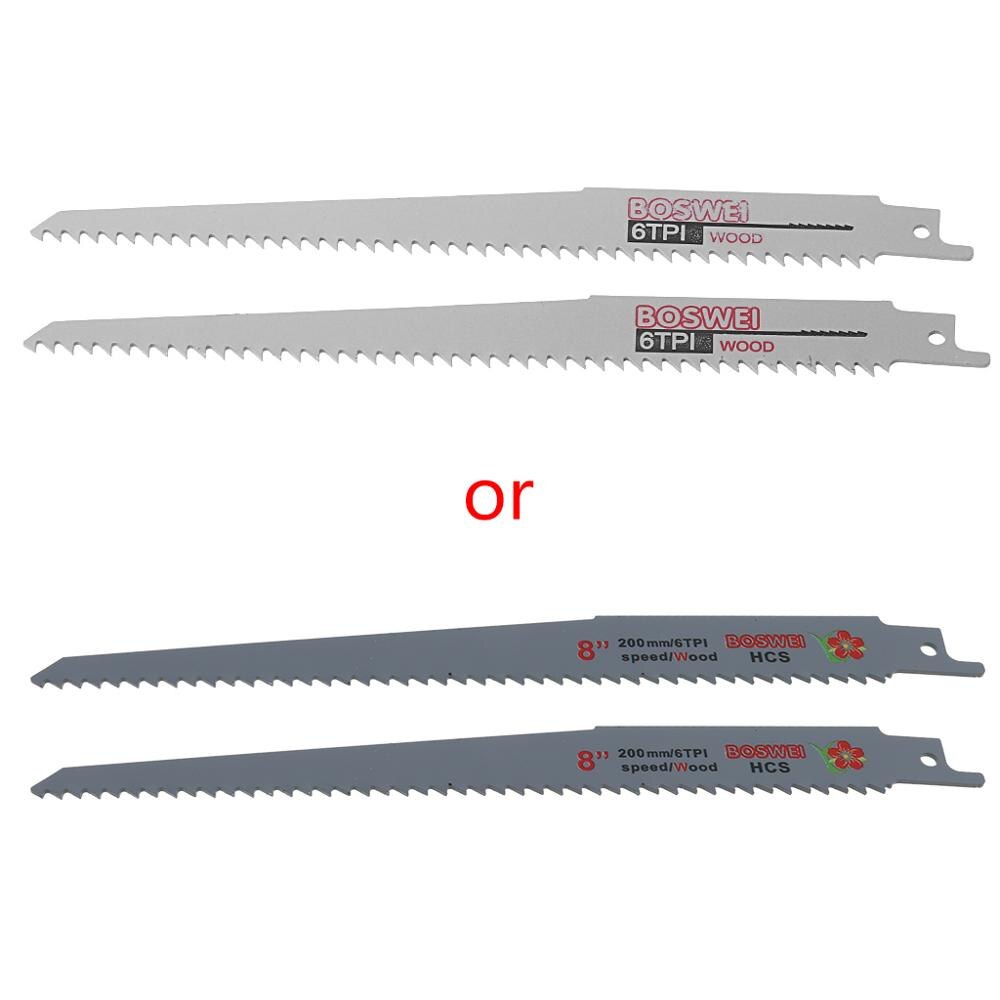2 stuks koolstofstaal 6 tpi 200mm reciprozaagbladen voor het zagen van metaal en hout