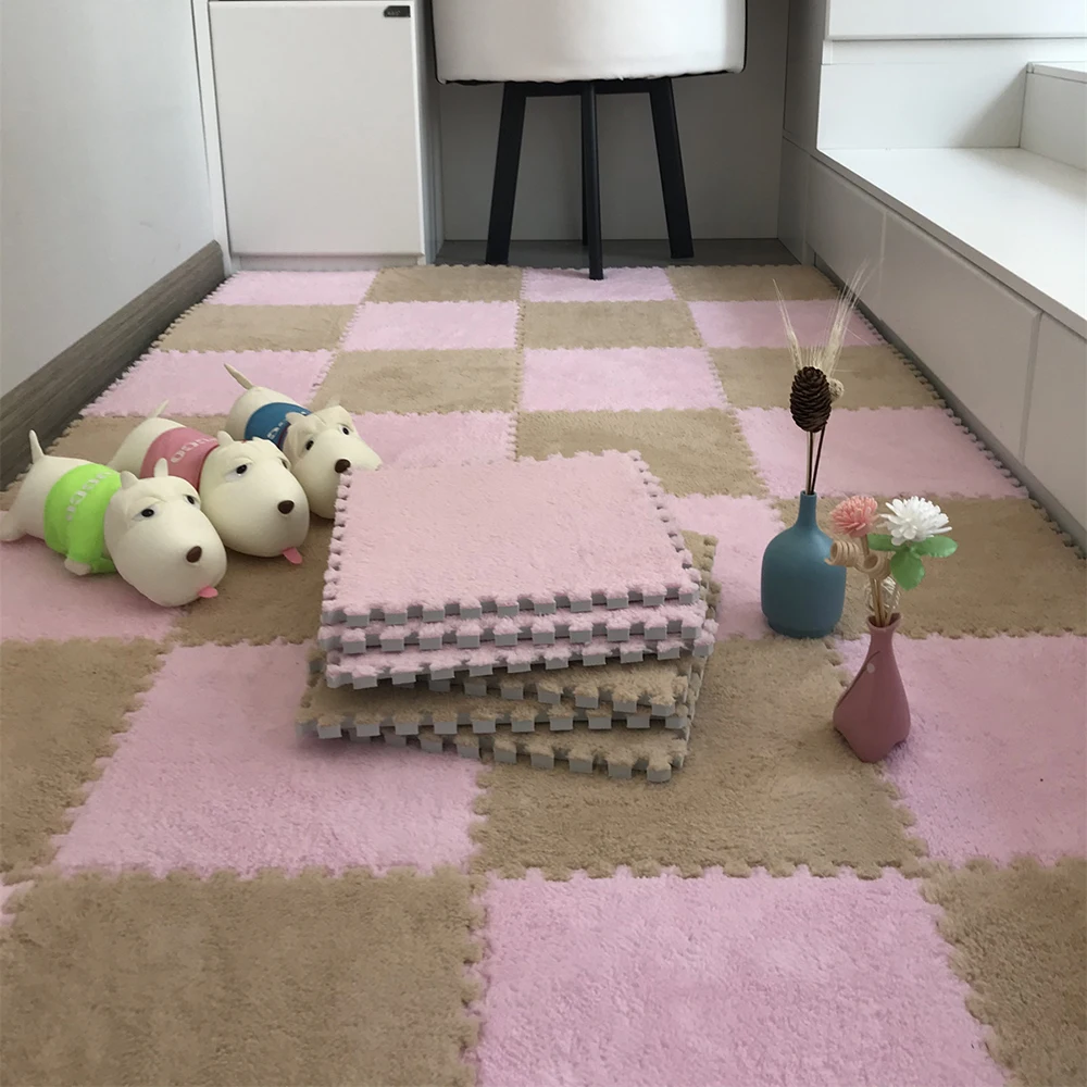 Estera de felpa suave para niños, juguetes para bebés, alfombra de rompecabezas de espuma Eva, alfombras de juego cálidas para niños, alfombras entrelazadas, alfombra infantil de 30x30x1cm