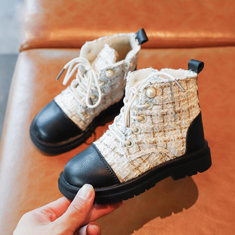 Kinderlaarzen meisjeslaarzen warme katoenen sneeuwlaarzen parel martin laarzen winter kinderschoenen meisjesschoenen