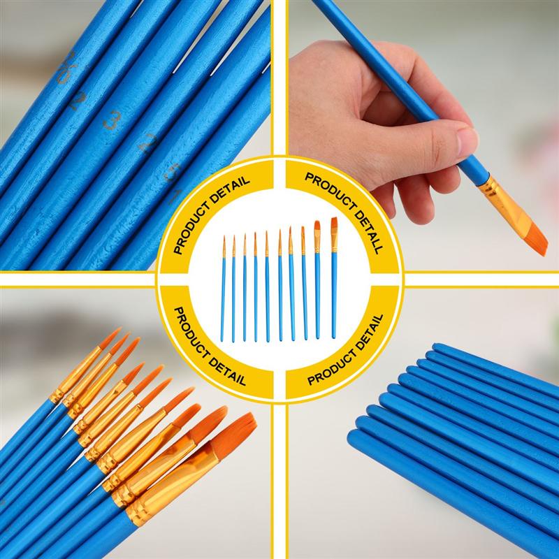 10Pcs Olie Verf Pen Water Kleur Kwast Kwast Voor Kinderen