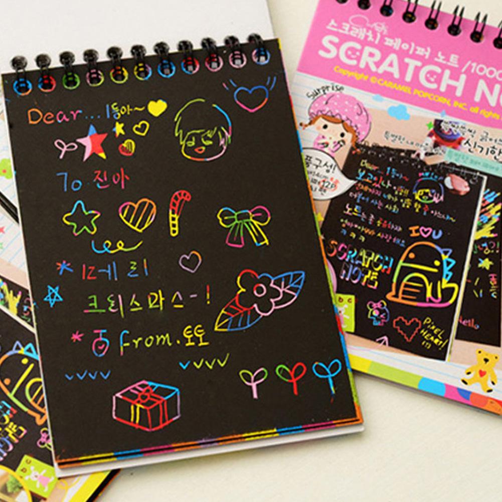 12 blatt magisches kratzpapier, bunte mal- und kritzelhefte, kratzkunst für kinder, zufällige farben