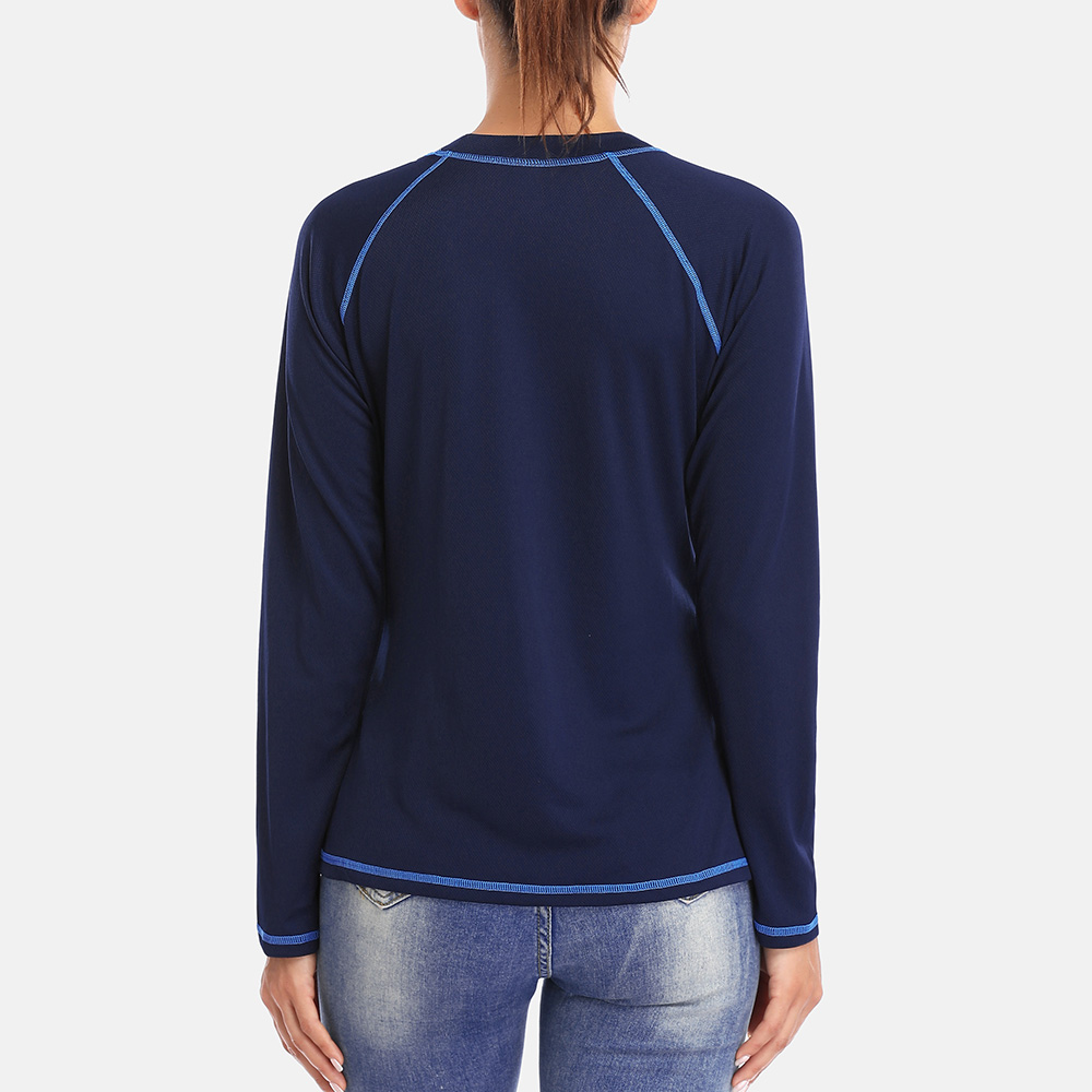 Charmleaks Vrouwen Lange Mouwen sneldrogende Shirt Patchwork Rashguard Rijden Top Rash Guard UPF50 + Wandelen Shirts