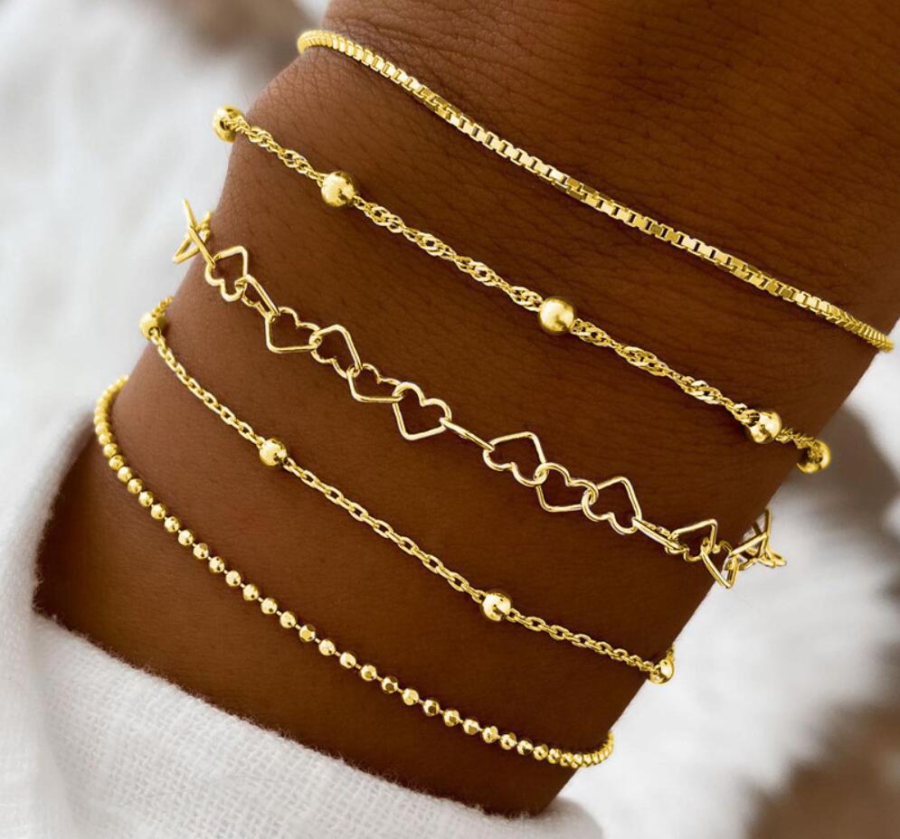 11 unids/set de pulseras de cadena giratoria bohemias para mujer, pulsera de eslabones cubanos ajustable de Color dorado Punk Vintage, de joyería de: VERMEIL