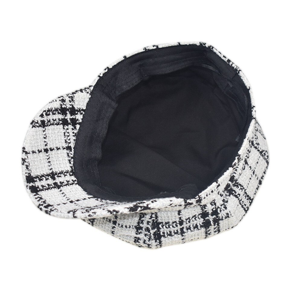 Tweed-Plaid Newsboy Newsboy Cap for Women,Cabbie Beret Visor Brim Hat