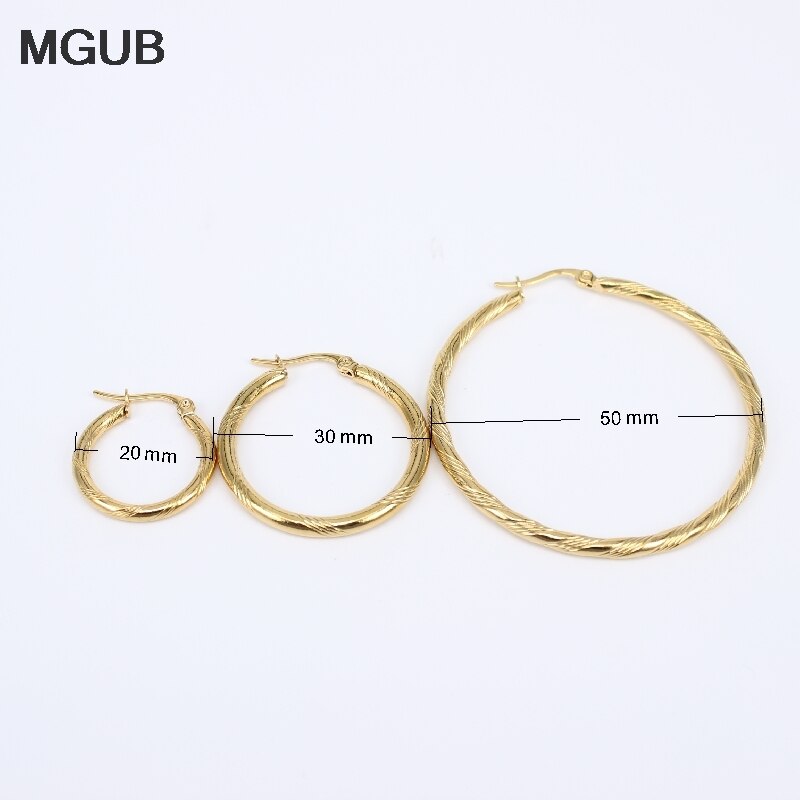 Diameter 20-50MM Circle Small Hoop Earrings With Gold Color Simple Earring For Women Stainless Steel Jewelryy LH819