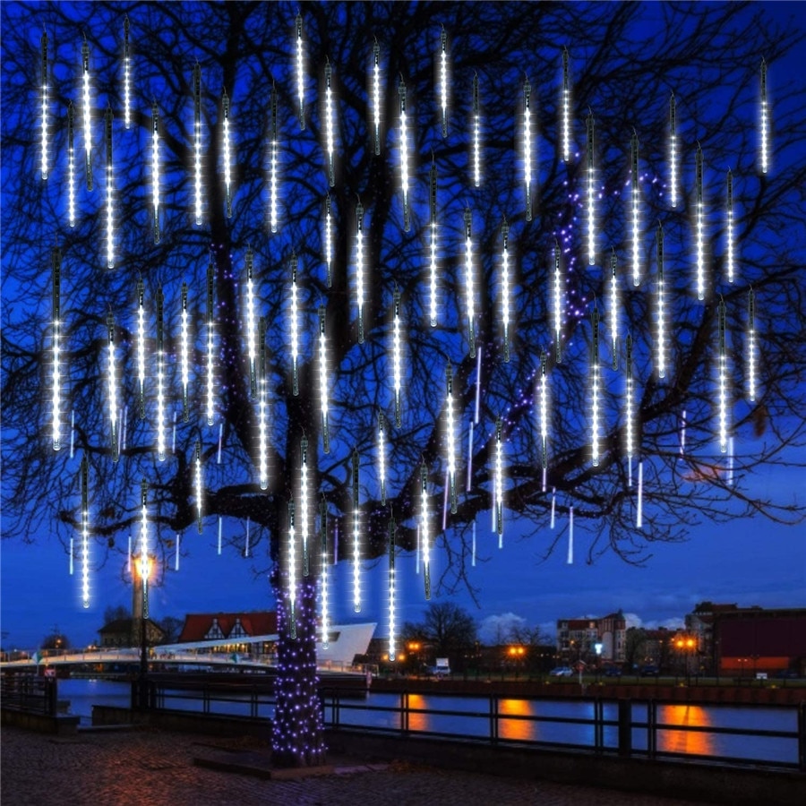 LED Meteor Shower Rain Light Waterproof Snow Falling Raindrop Icicle Fairy Light 50cm 8 Tubes Wedding Xmas Garland String Light