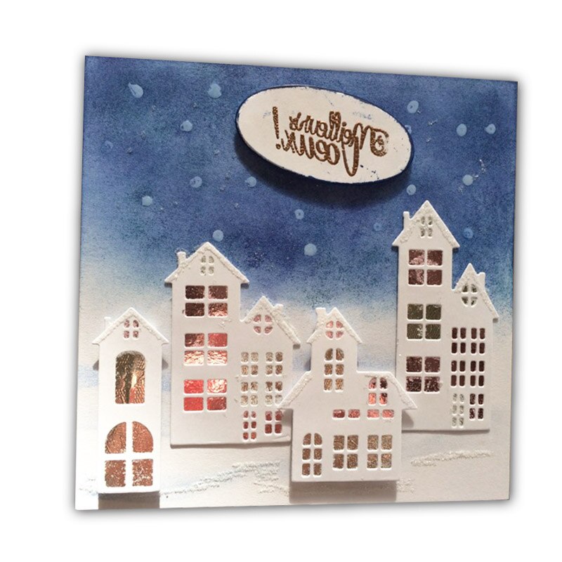 Stansmessen Kerst Huis Scrapbooking Sterft Metalen Ambachten Postzegels Embossing Maken Kaarten Decor