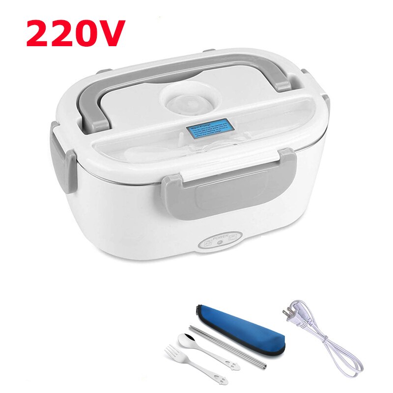 Elektrische Lunch Box Edelstahl 12V 24V 220V Auto Hause Schule Mahlzeit Lebensmittel Wärmer Container Heizung Bento box Für Picknick Camping: 220V White
