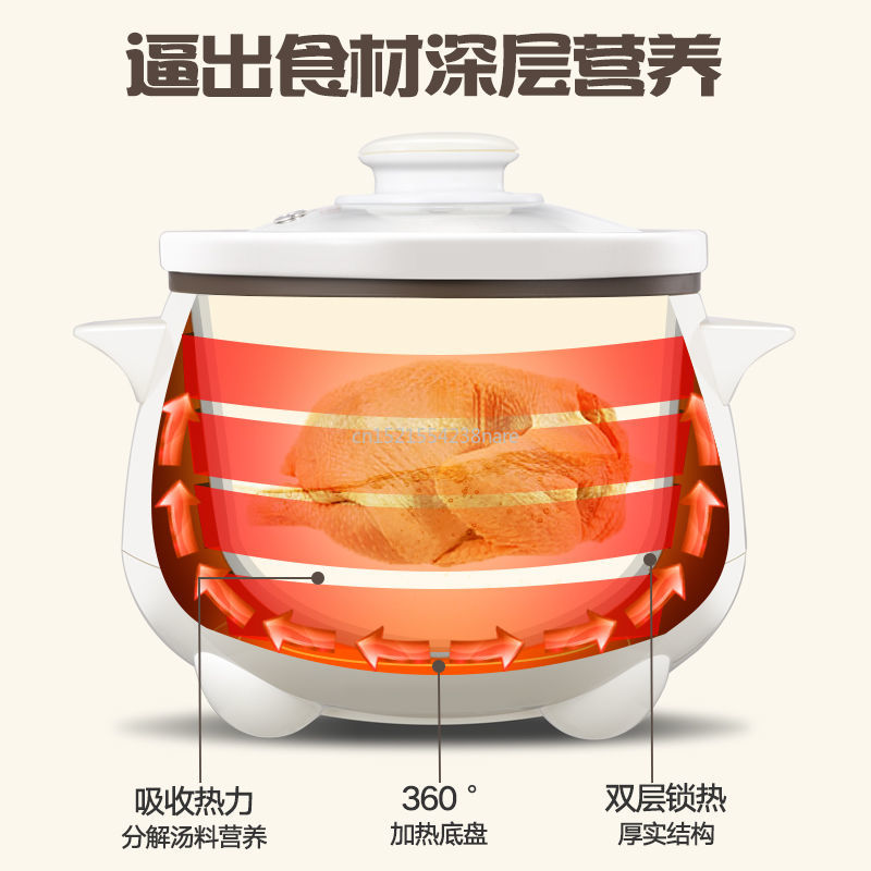 220V 140w 1.2L Automatic Insulation Slow Cooker Electric Cooker Ceramic BB Poridge Bird Nest 12 Hours Appointment