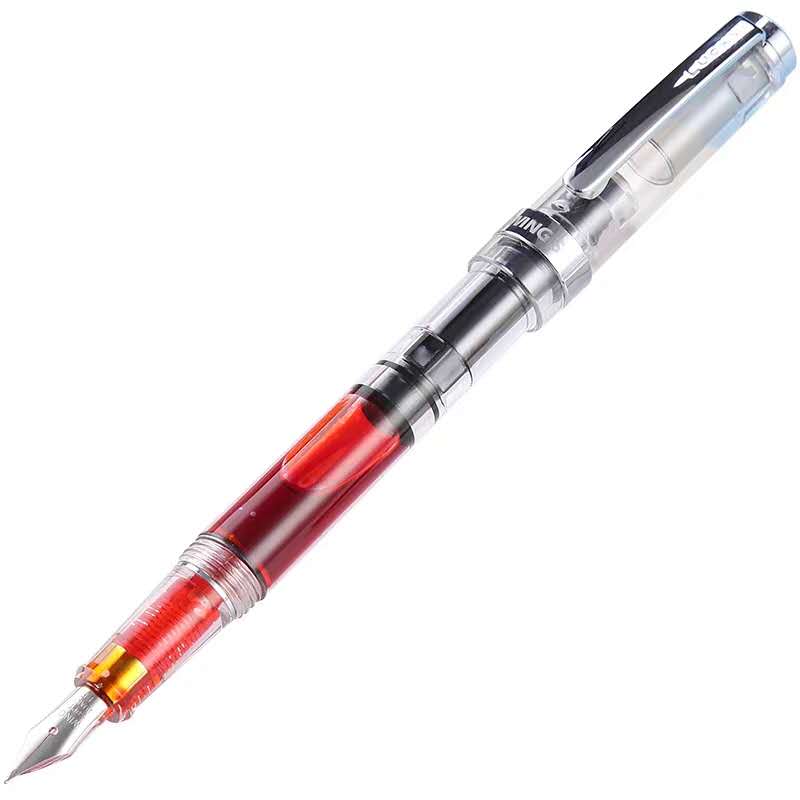 Model Wing Sung 698 Transparent Piston Fountain Pen F/M Nib Business Stationery Office school supplies Writing