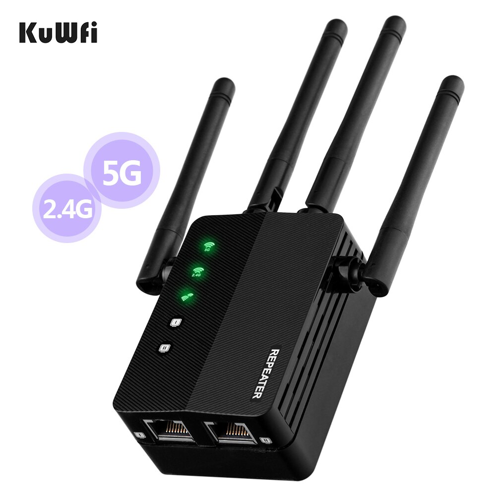 KuWFi – répéteur double bande sans fil 1200Mbps, 2.4/5.8 ghz, amplificateur de Signal, AP, pour l'extension de la portée du réseau