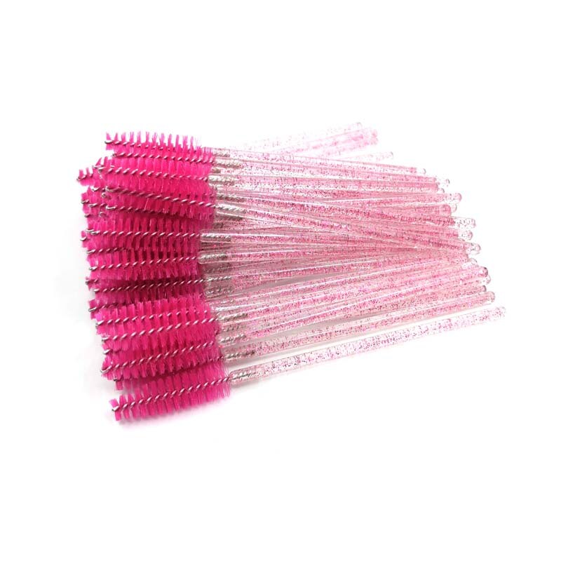 Crystal Disposable Lash Makeup Brush Applicator Styling Tools Individual Mini Mascara Wand Brush Eyelash extension: rose pink
