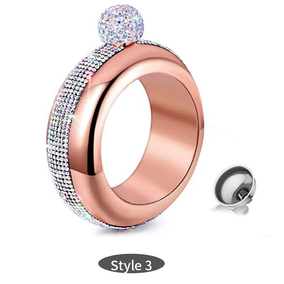 Bracelet Bangle Flask 304 Stainless Steel with Handmade Crystal Bracelet jug Women Men Party Flask Hidden Liquor Flask 3.5oz D25: Style 3 3.5oz