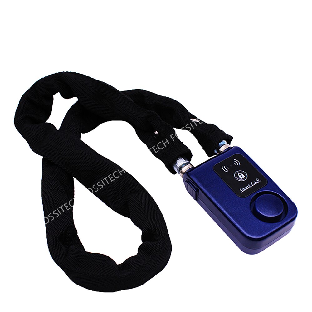 Mobile Phone App Control Smart Chain Lock Waterproof Anti-theft Bicycle Scooter Motorcycle Helmet Bluetooth Lock 110dB Alarm: Blue Chain Lock