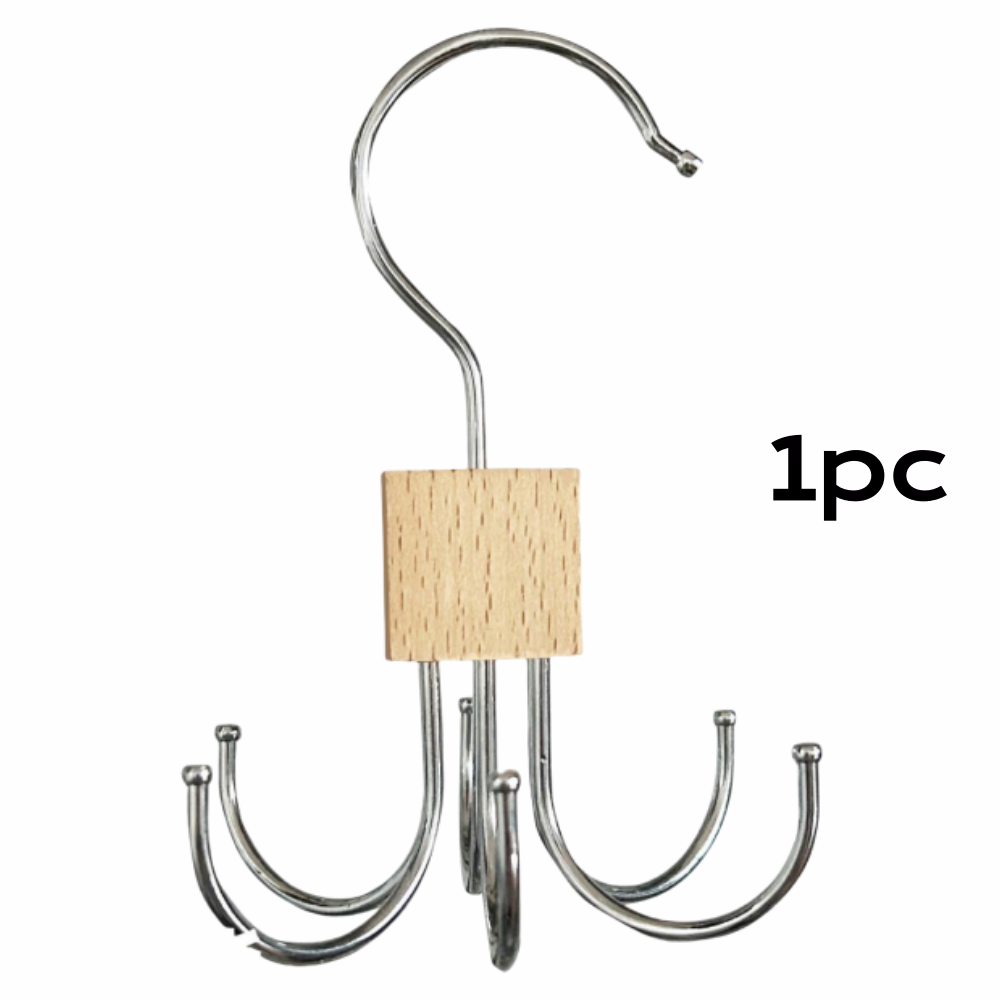 360 ° Roterende Opslag Hanger Haak Multi-Klauw Tas Metalen Riemen Rek Houten Organizer Voor Bh Stropdassen Sjaals Huishoudelijke Kast Acces: Donker Kaki